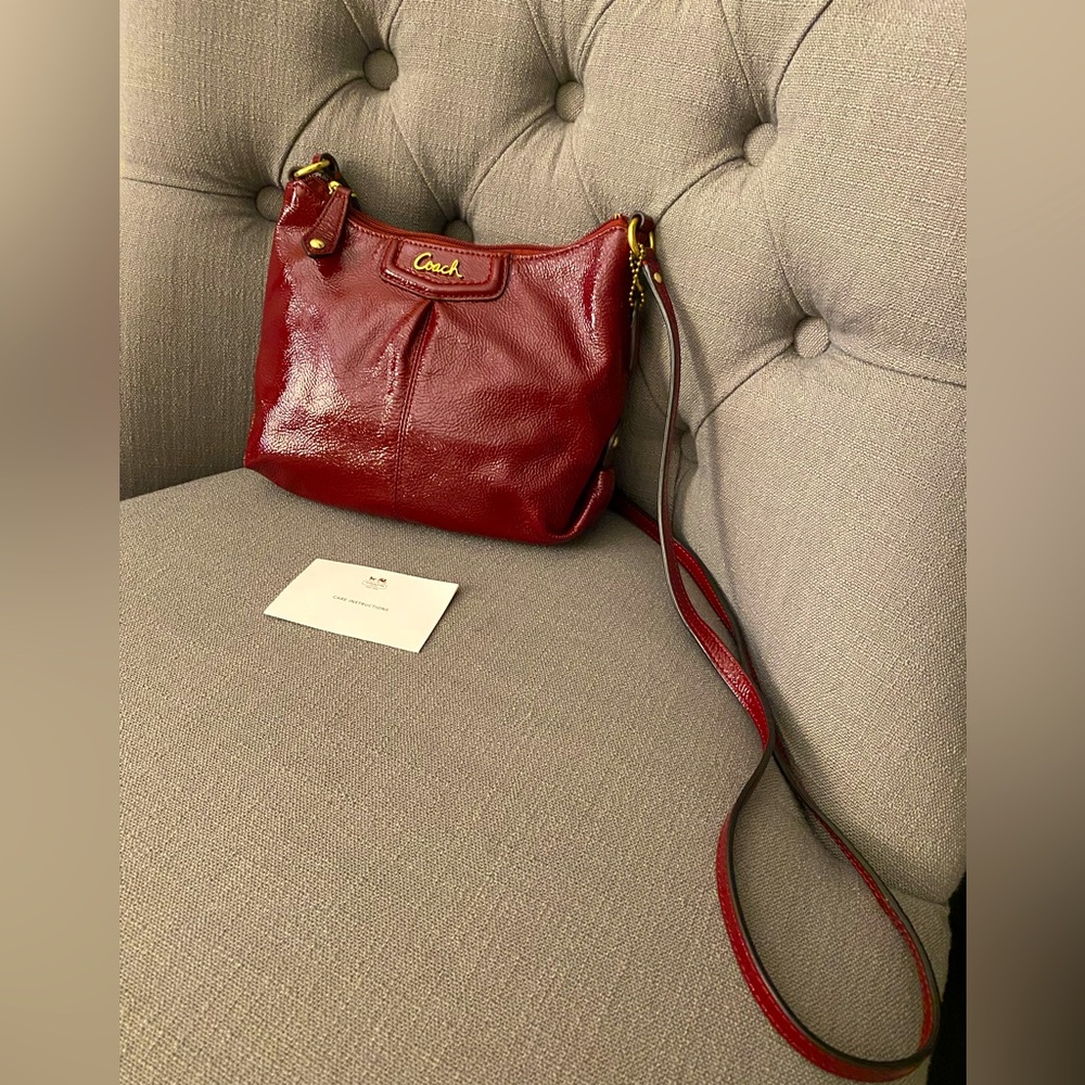 Coach red patent leather crossbody mini bag, authentic, like new condition